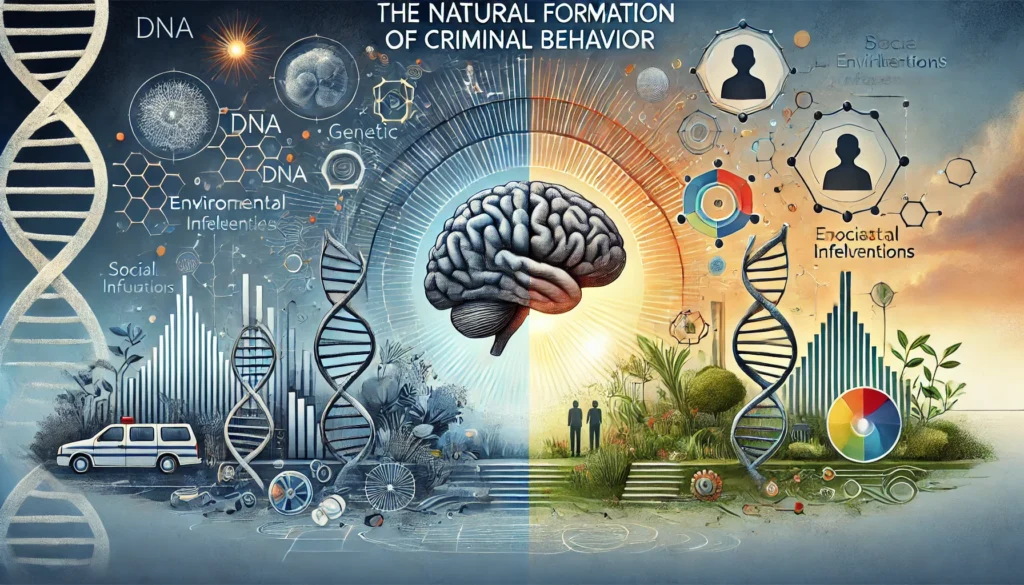 Visual representation of genetic and neurological factors in criminology