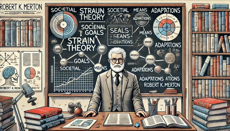 Abstract representation of Merton's Strain Theory in criminology.