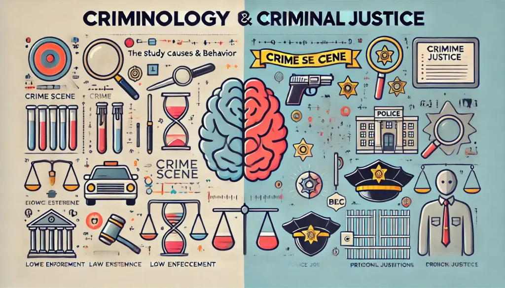 Image expressing the relationship between criminology and criminal justice