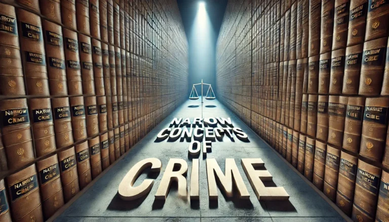 Wide-angle artistic representation of narrow crime definitions.